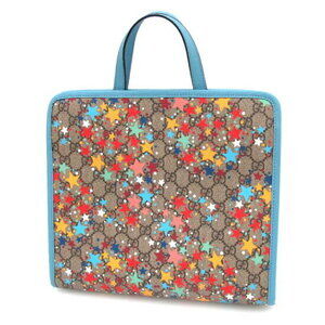 Gucci tote bag GG Supreme star print canvas blue leather trim